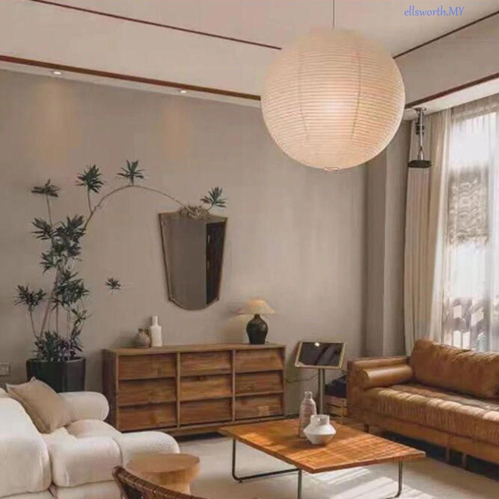 ELLSWORTH Paper Lampshade, Modern Round Ceiling Light Cover, Light Fixture Classic Hanging Vintage Pendant Light Lamp Cover Home Restaurant