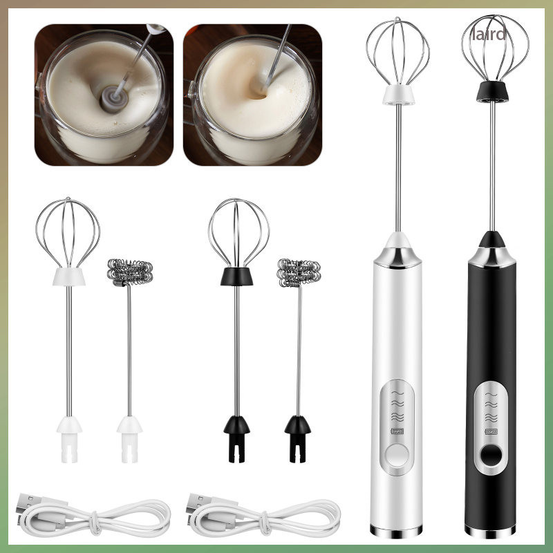 Electric Milk Frother Handheld Whisk Rechargeable Foam Maker 3-Speed Automatic Egg Beater Coffee Matcha Mixer