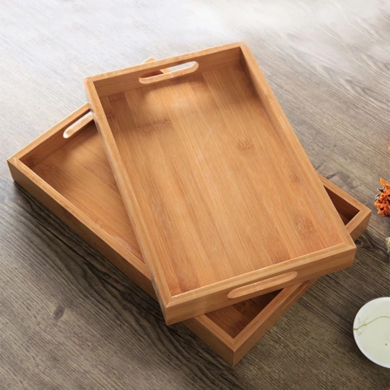 Wooden Tray Food Tray Breakfast Fruit Plate Wood Platter Bamboo Tray Dessert Tray bekas kuih raya
