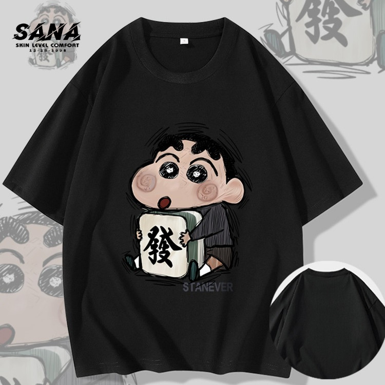 American hand-painted crayon shinchan men women baju cotton short-sleeved T-shirt oversize Lelaki Wanita