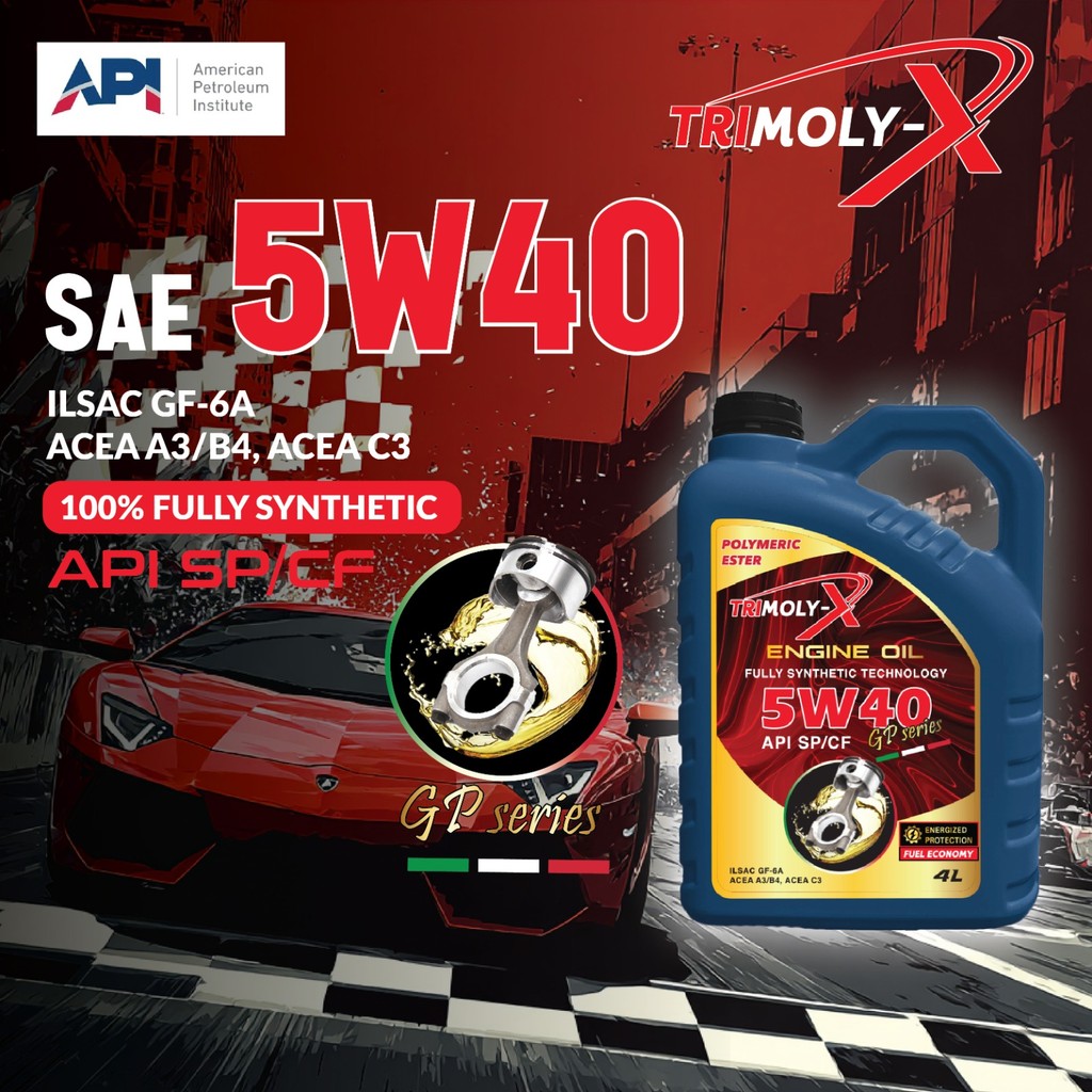 TRIMOLY-X TRIMOLYX 5W40 FULLY SYNTHETIC ENGINE OIL SP/CF 4L Car Lubricant Minyak Hitam Minyak Enjin Kereta