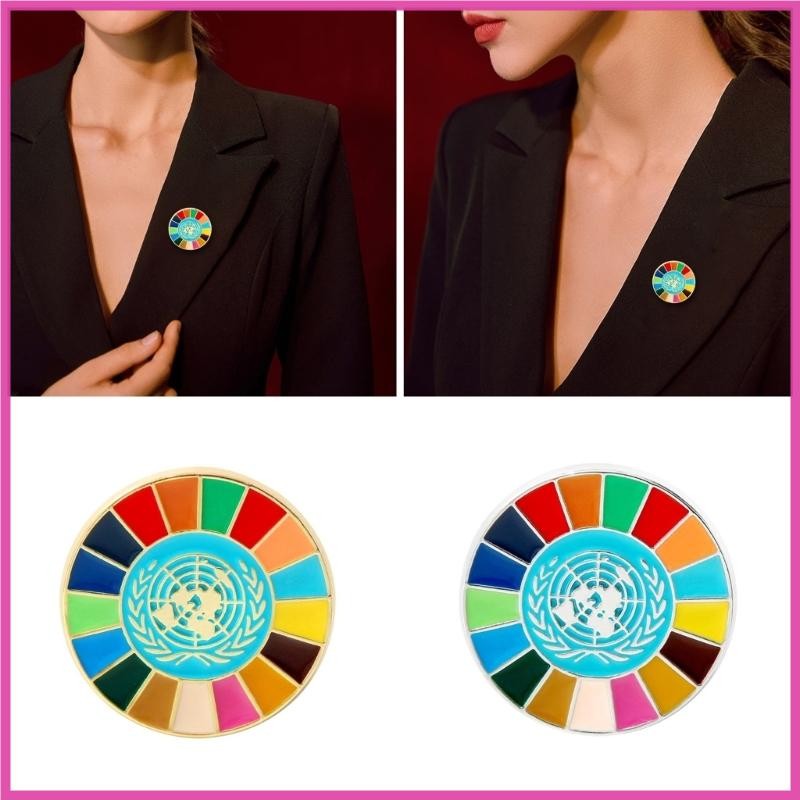 INF Enamel Sustainable Development Goals Pin United Nations SDGs Brooch Accessories 17 Color Brooch Unisex Badge Jewelry