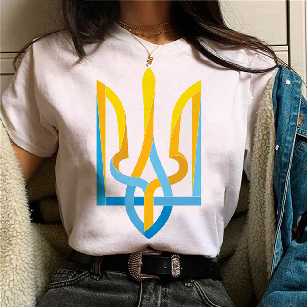 Ukrainian Ukrainian Ukraine Rwa Print Clothing Women T Shirt Aesthetics Graphic White Short Sleeve Polyester Women's T Shirt