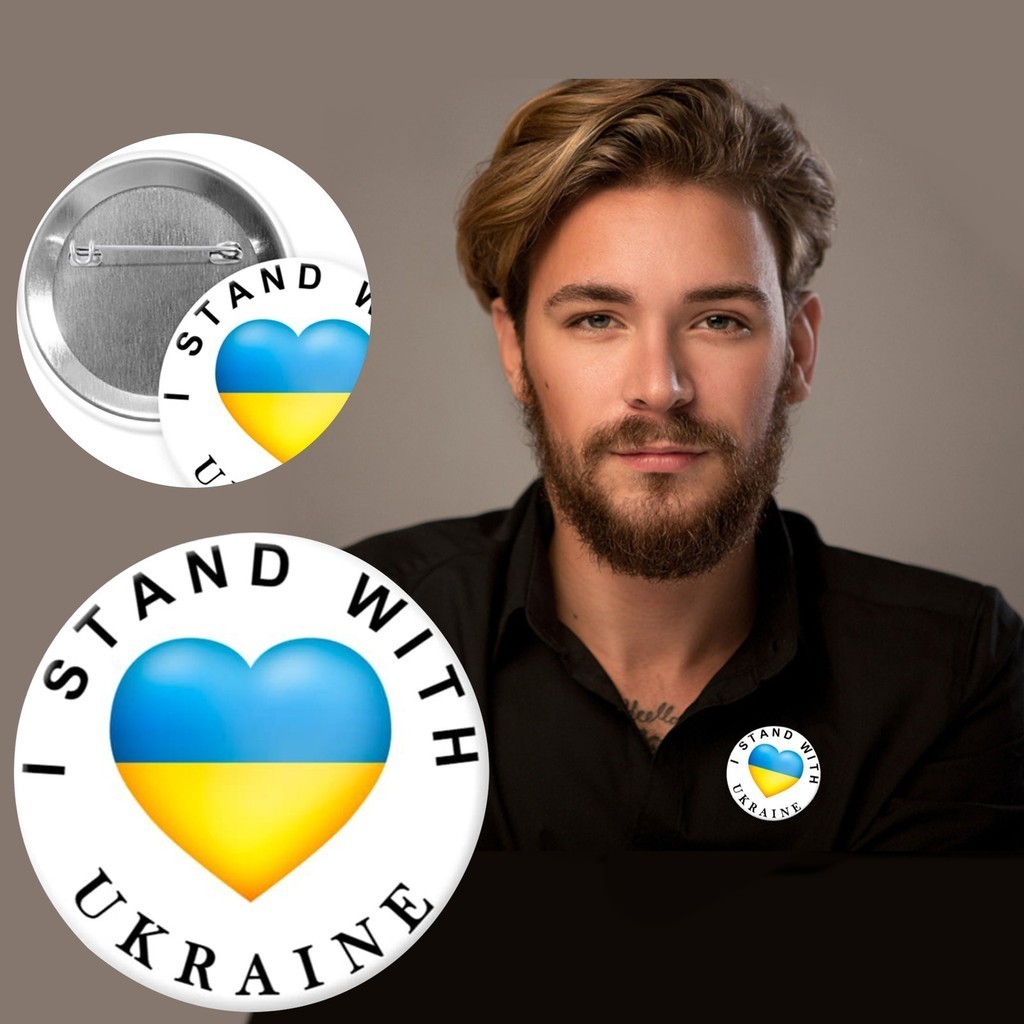 ReadyStockUkraine | 2.25 Inch/57mm Pin Back Button | Support Ukraine | Flag