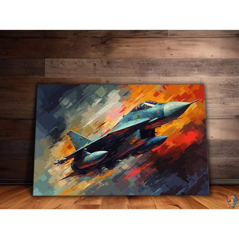 Fighter Jet Wall Art, Aviation Wall Art, Military Canvas, Ready to Hang Canvas Print, Gift, Veteran, Boy Room Decor, One of a Kind, No Framed Art Wall Art