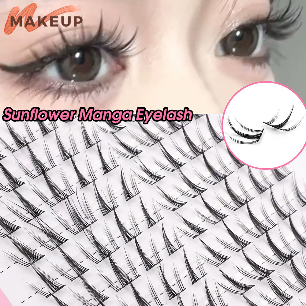 Sunflower Segmented Long Eyes Lashes - Fluffy, Cross, Messy - Beauty Makeup Lashes Extension Tools - 3D Volume Thick Comics False Eyelashes - Natural Single Cluster Fake Eyelashes