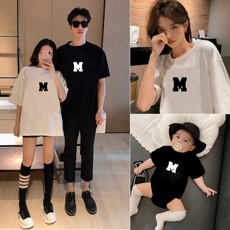 COD Ibu bapa dan anak pakaian musim panas 2025 baru keluarga tiga empat cetak lengan pendek T-shirt