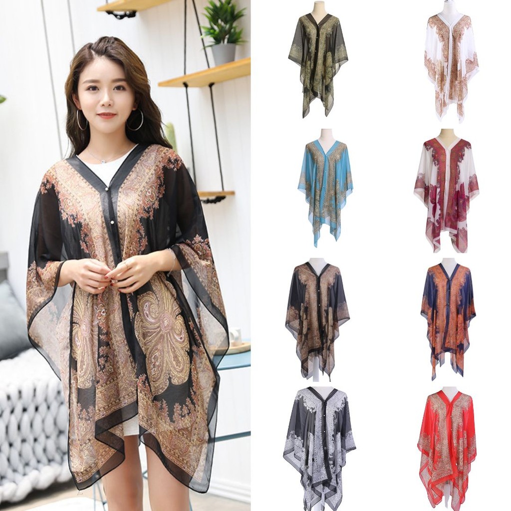 Batik Silk Chiffon Blouse for Beach & Casual (30 Colors)