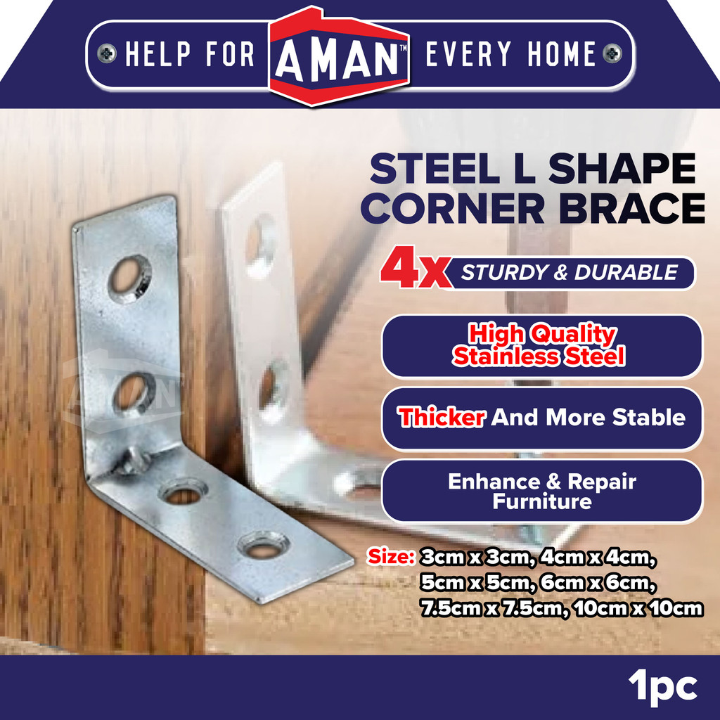 L Bracket Silver Zinc Plate 15mm Width Angle 90° Shape Shelf Shelve Corner Brace Bracket Connector Besi Sesiku L Rak W15