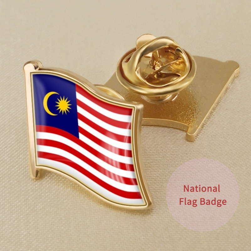 Malaysia Flag Badges & Brooches - Alloy Metal Material, Durable National Emblems