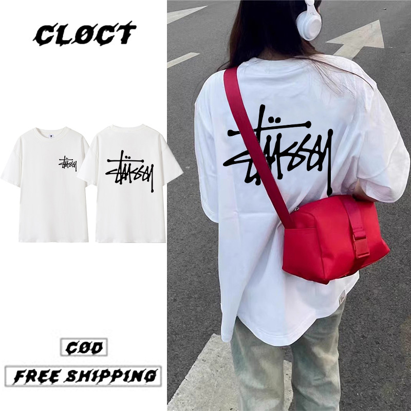 P000749*Cloct |unisex Style|American retro straight shoulder oversize short-sleeved T-shirt for women 2024 new hot-selling summer pure loose casual tops
