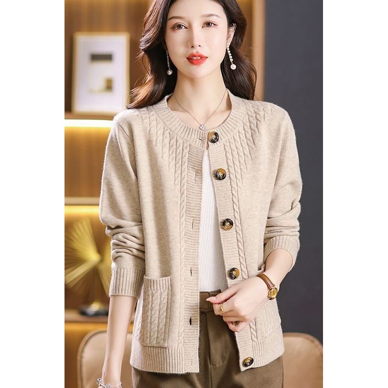 套头毛衣 针织衫 开衫Crewneck sweater, knitted sweater, cardigan圆领毛衣外套女装春秋2024宽松外搭上衣大码洋气短款针织开衫24.9.12