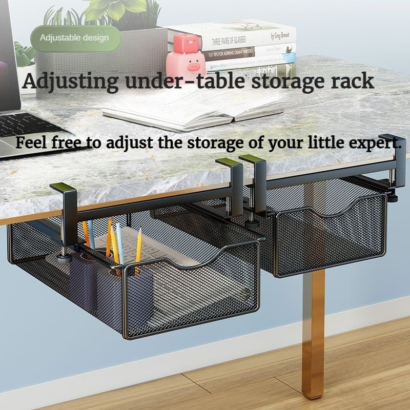 [MY STOCK]Under Desk Clamp-On Drawer Organizer Rack, No-Punching Acrylic Storage Box for Office or Home, Multifunctional for Organizing Underwear, Socks, or Stationery, Maximizes Under-Desk and Wardrobe Space
