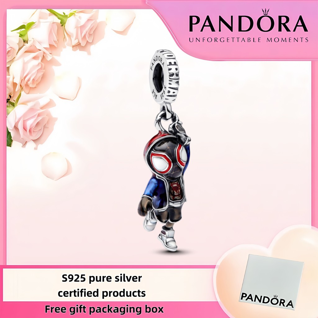 100% S925 sterling silver jewelry Pandora jewelry gift for women Marvel's Spider-Man Miles Morales Dangle Charm 793842C01