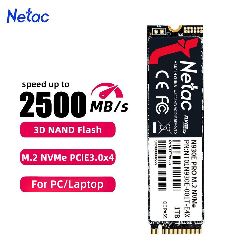 Netac M.2 2280 PCIe3.0 NVMe Hard Disk (256GB/512GB/1TB)