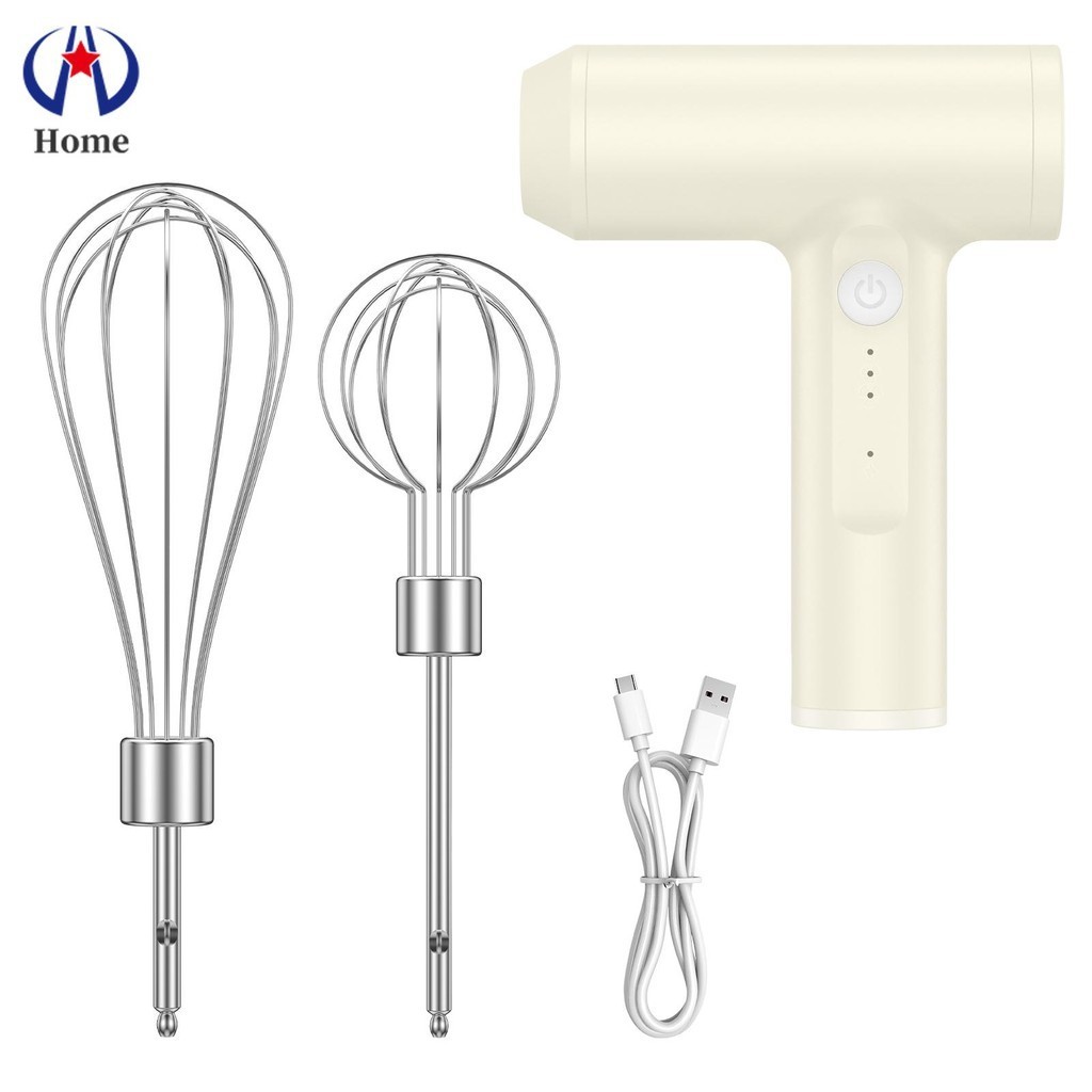 Electric Hand Mixer Cordless Electric Whisk 2000mAh USB Rechargeable Handheld Egg Beater with 3 Speeds Portable Small Mixer SHOPSKC9460