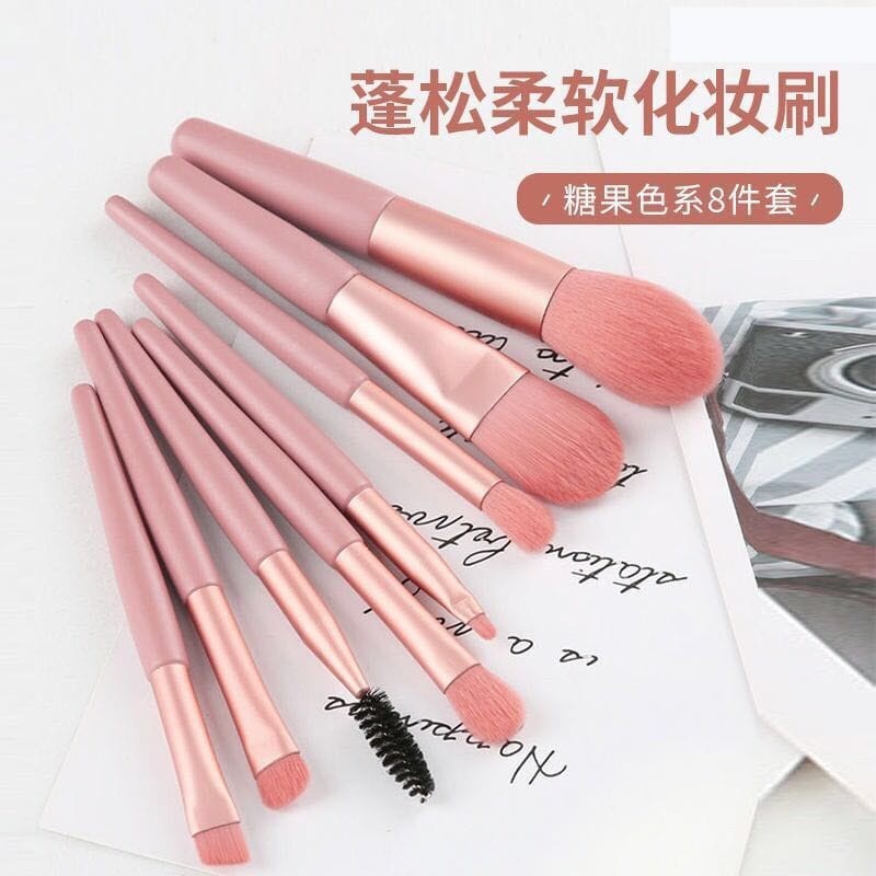 8 Pcs Makeup Cosmetic Brush Set Makeup Travel Set HALAL / Set Berus Kosmetik Makeup