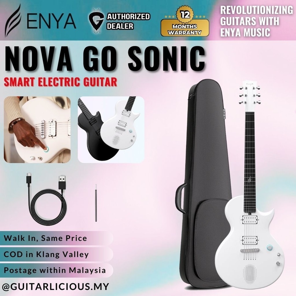 Enya Nova Go Sonic Carbon Fiber composite Electric Guitar with Built In Speaker - White ( nova Go Sonic-WH / Go-Sonic )