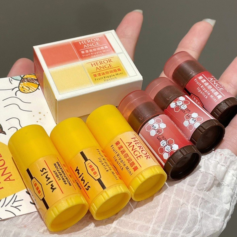 Herorange Red Fruity Lip Balm Transparent Honey Flavor Lip Glaze Two Combinations Long-Lasting Moisturizing Moisturizing