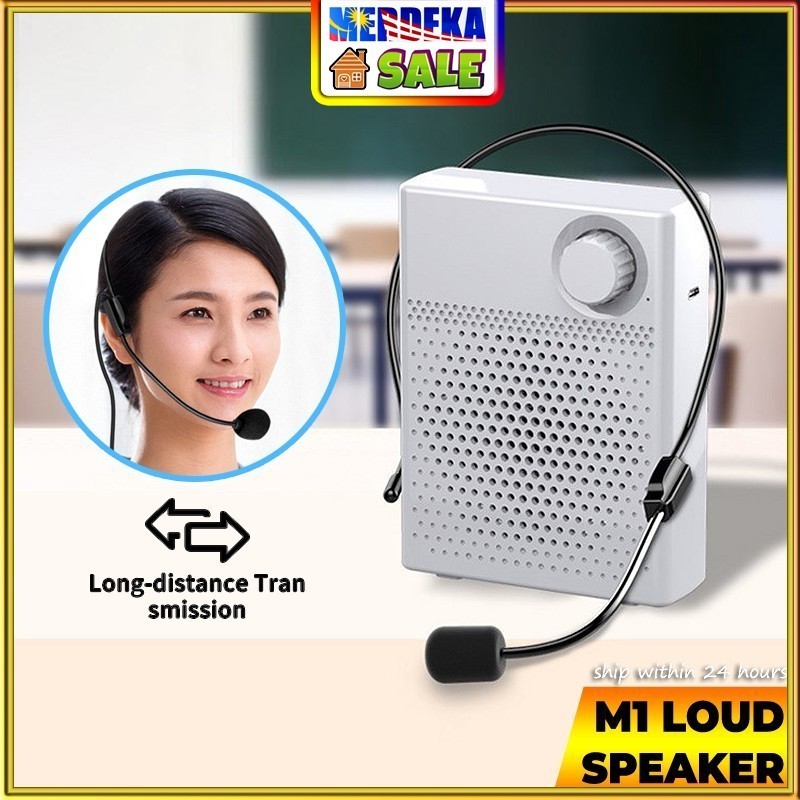 Portable Loud Speaker with Microphone Voice Amplifier Wireless Teacher Speaker Mic Universal UHF Wire Earphone Headset