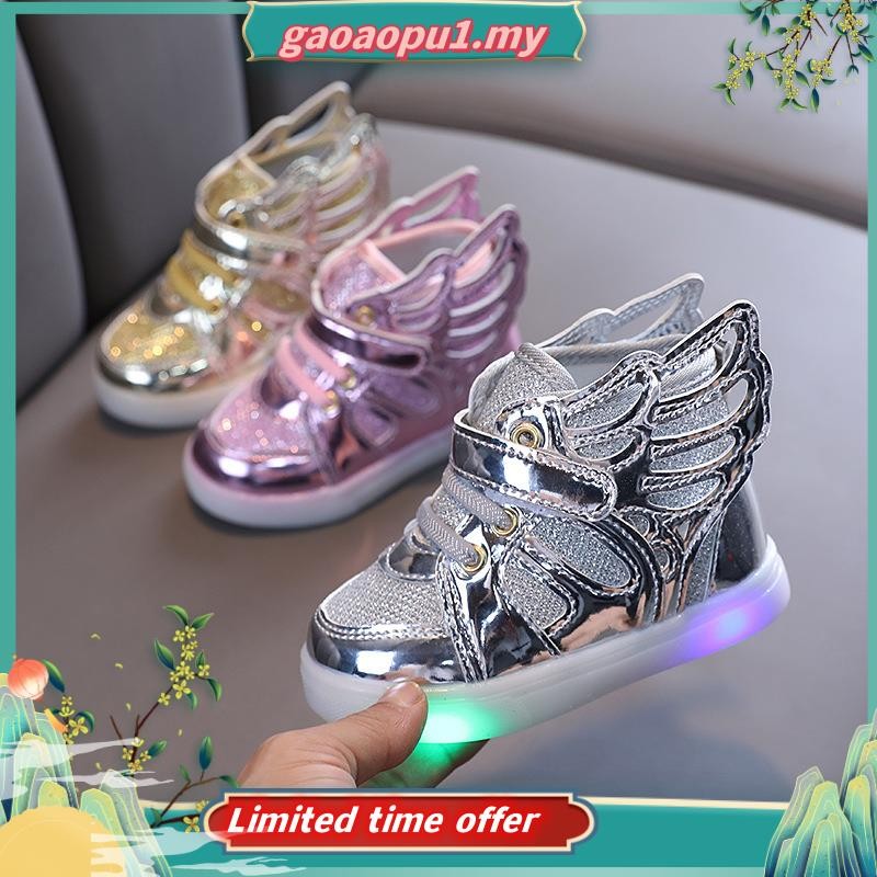 , ,Autumn New Products Children LED Light-Up Wings Shoes Girls Breathable Fashion Casual Shoes Boys Soft-Soled Toddler Shoes