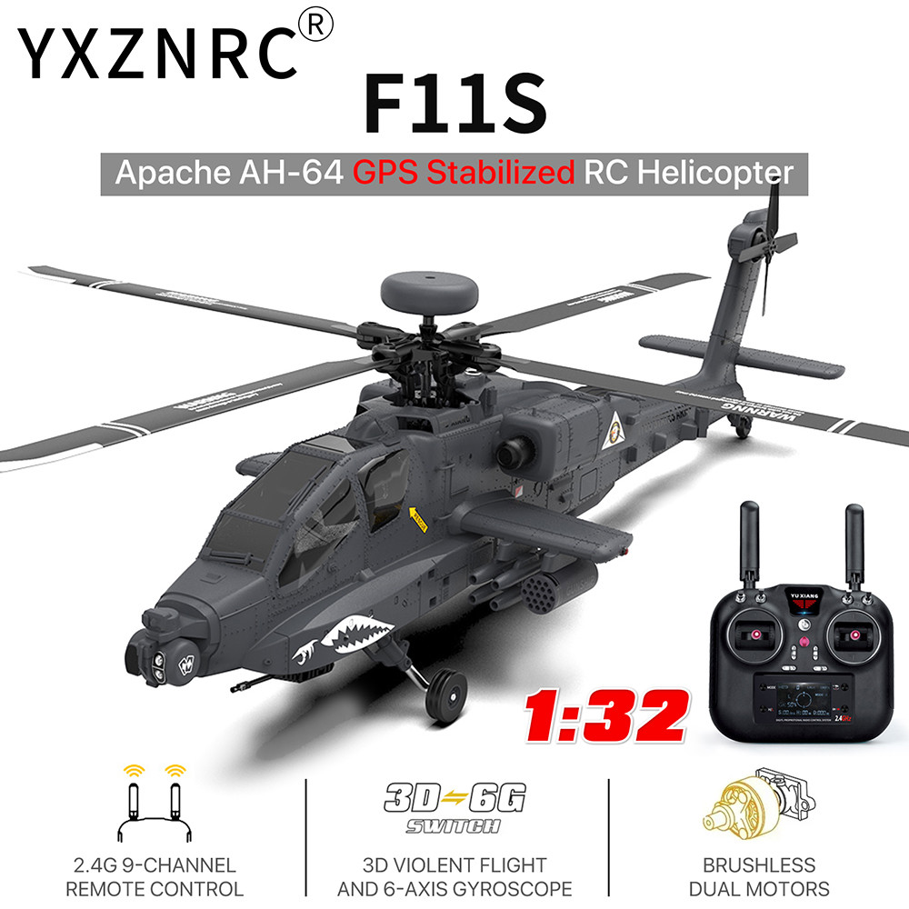 1:32 Yxznrc Remote Control Electric Helicopter F11s Apache Armed Modelsimulator Rc Aircraft Handle Control Outdoor Boy Toy Gifts