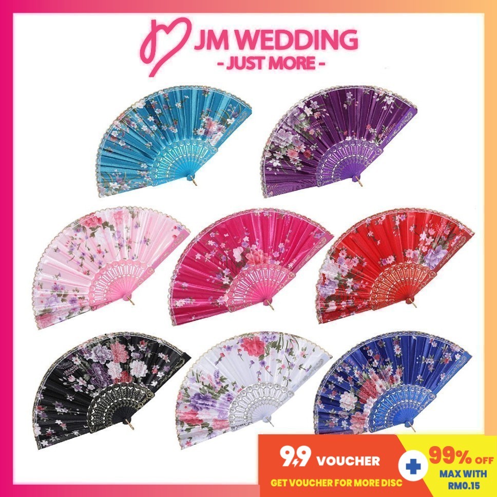 Peacock Rose Lace Hand Fan Kipas Tangan Lipat Tarian-Floral Fold Fans Dance Plastik Doorgift Borong扇