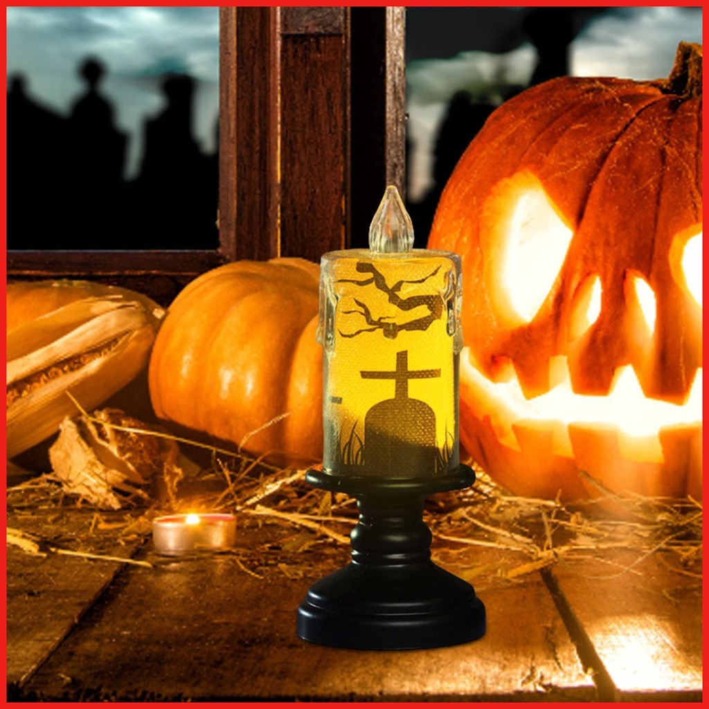 Halloween Battery Operated Halloween Candle Desk Decor Lights Warm Light Flameless Table Centerpieces Haunted iadmy