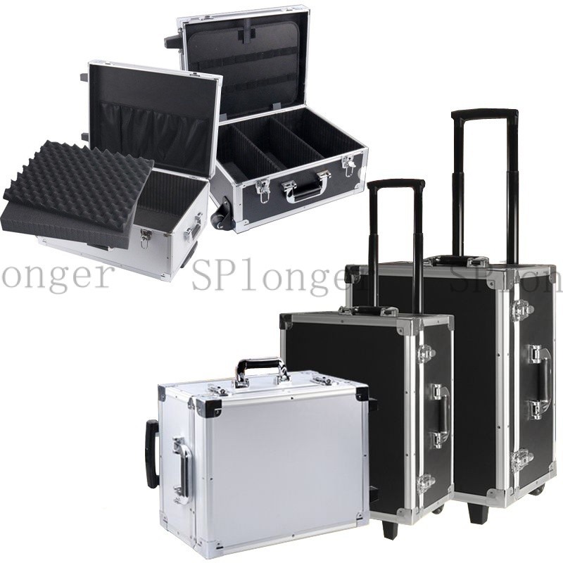 Aluminum Trolley Case Hardware Equipment Musical Storage Box Toolbox with Lock Sponge Protective Box