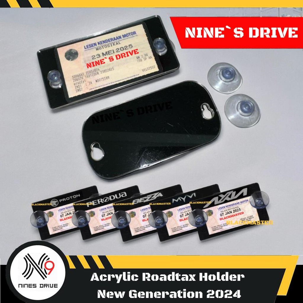 Acrylic Roadtax Holder New Generation 2024 ( Small Size ) Car Road Tax Cover With High Quality Suction Perodua Proton