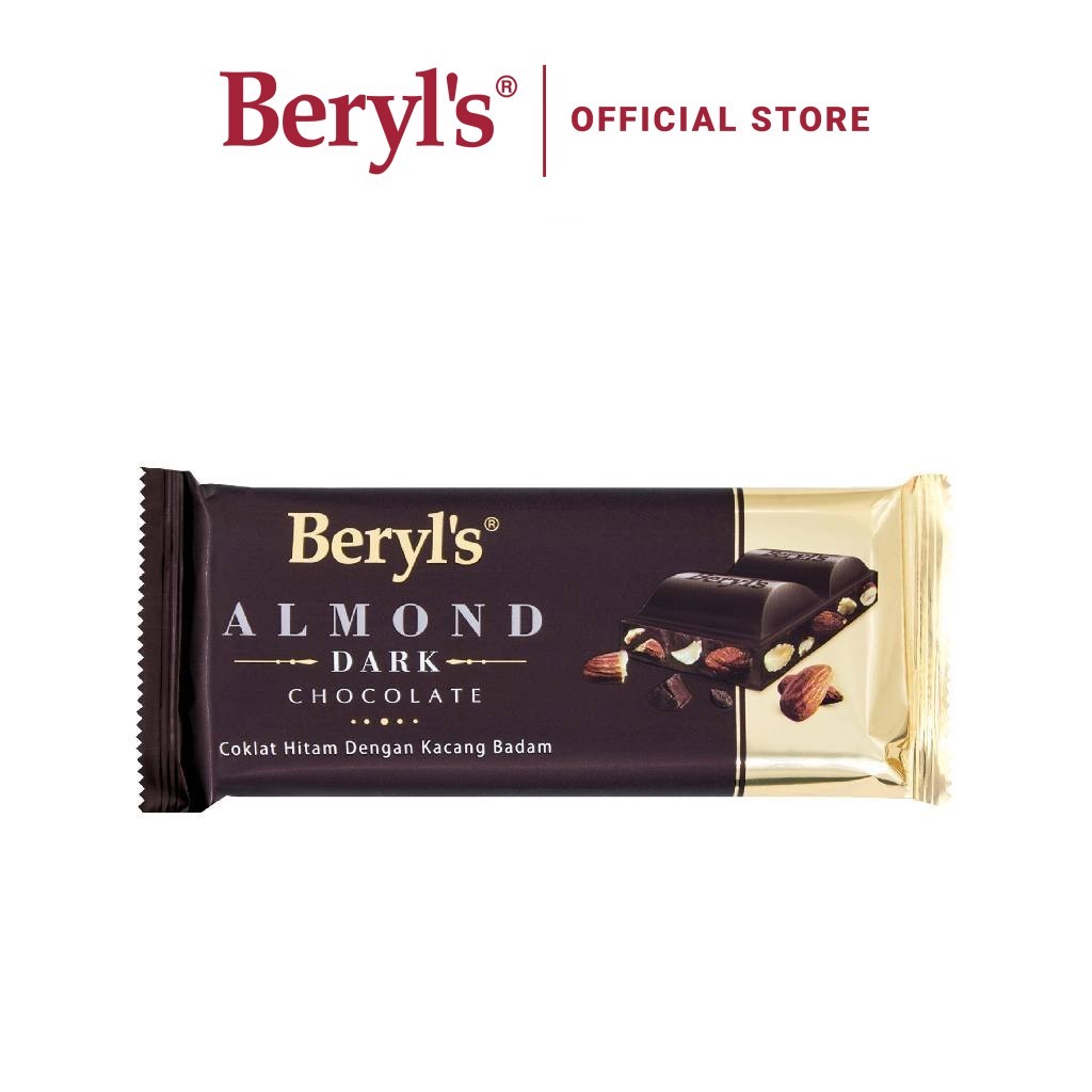 Beryl’s Coklat Hitam Dengan Kacang Badam | Beryl’s Almond Dark Chocolate Bar (90g)