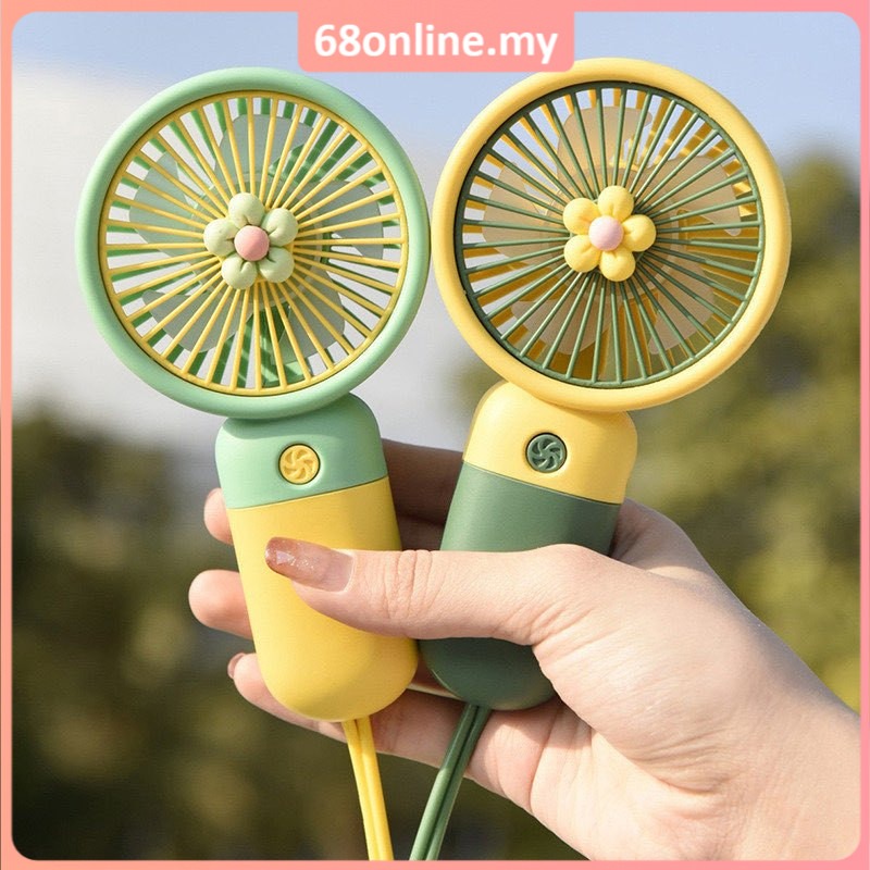 [Johor Seller] Cute Portable Hand Table Mini Clip Fan USB Charge Battery Cooling Small Flower Fan Kipas Mini