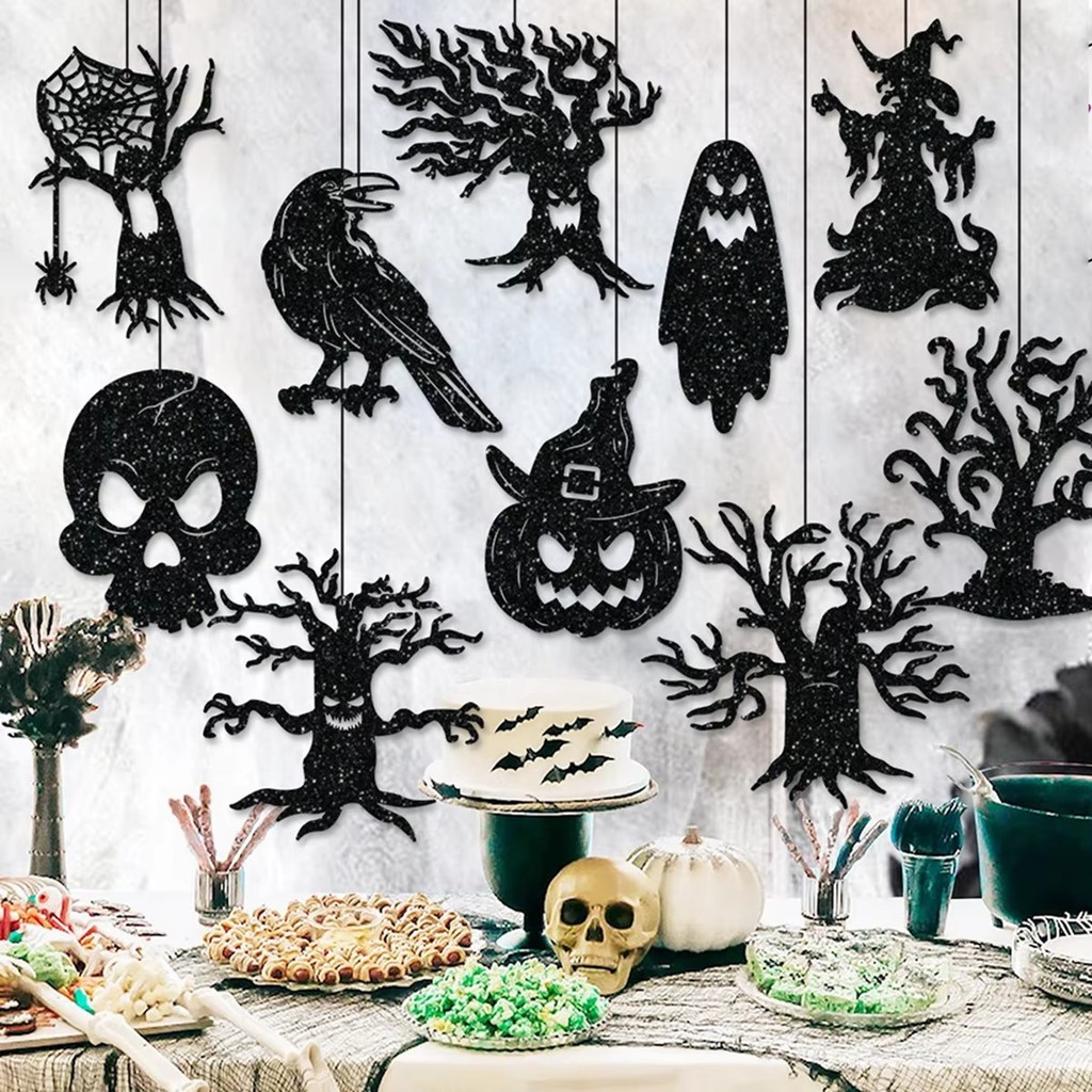 Halloween Decoration Products - Halloween Hanging Ornaments - 10PCS Halloween Hanging Banner - DIY Pumpkin Scary Spider Witch Ghost Bat Pendant - Halloween Party Horror Props