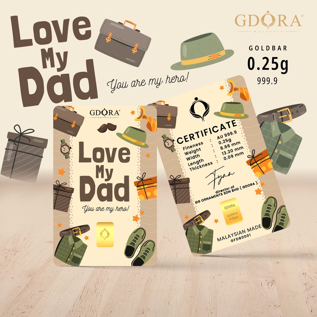 GDORA Gold Bar 0.25gram Fathers Day_My Hero 999.9