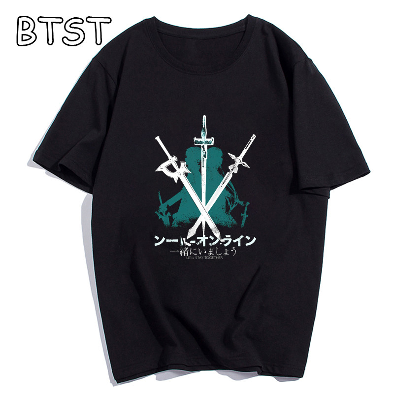 Kirito And Asuna Sword Art Online Men T Shirt anime Hipster Tee Shirt Men Clothes T-Shirt Streetwear Harajuku clothing