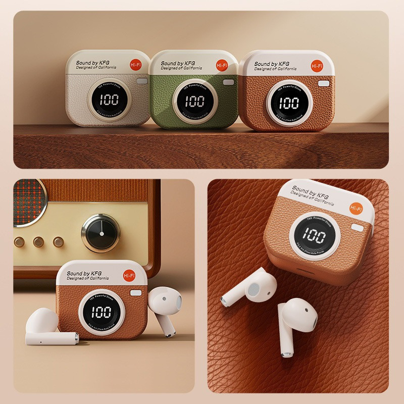Q86 Wireless Earbuds Bluetooth Retro Camera Headset Tws Charging Box Stereo In-Ear Earphone
