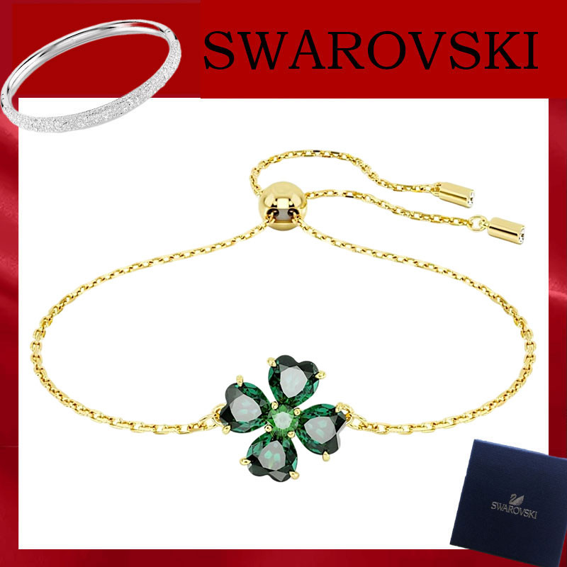 Swarovski(with Box)classic fashionable and simple ladies' crystal jewelry Idyllia bracelet mixed cut, clover, green