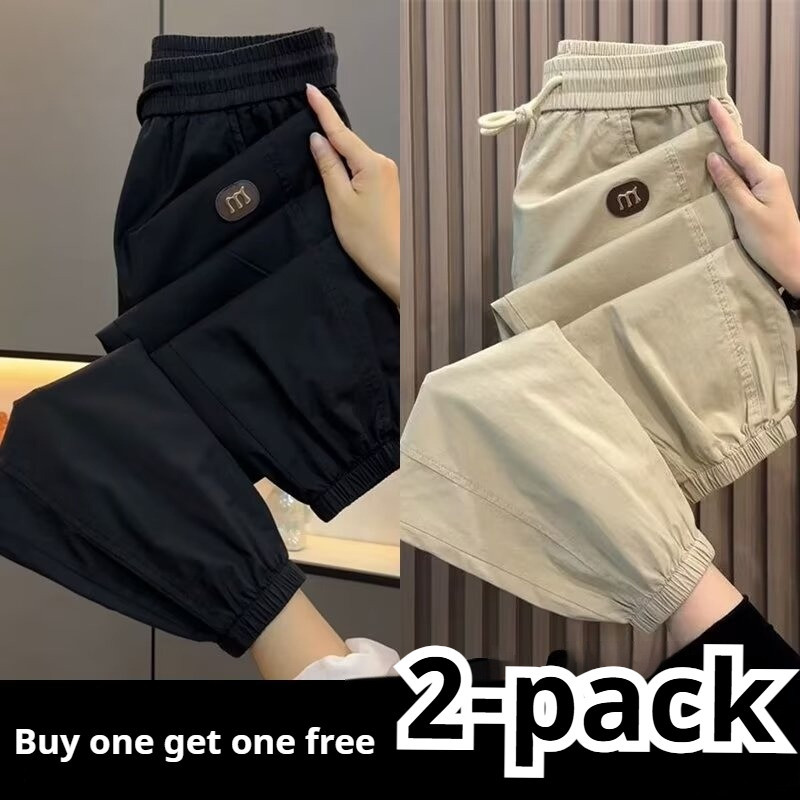 M-5XL Plue Size Unisex Summer Jogger Pants for Men Washed Lightweight Soft Stretch Tapered Ankle Breathable Streetwear Casual Seluar Baggy