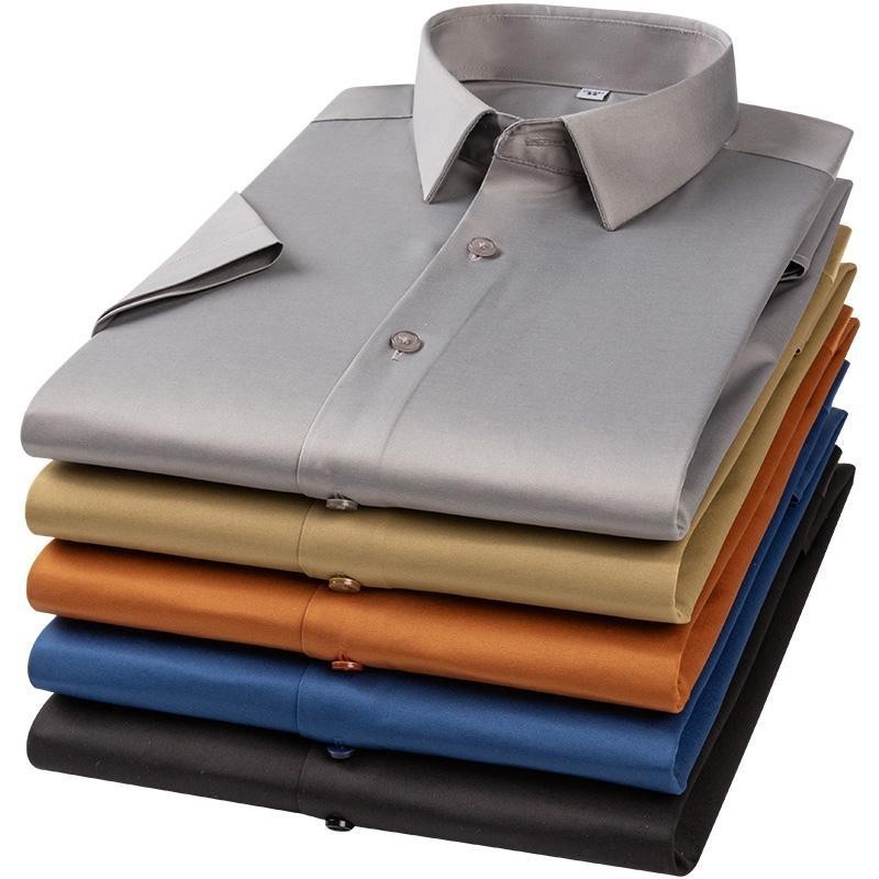 Men's Dress Shirt Square Collar Non-iron Regular Fit Anti-wrinkle Pocket Male Casual Shirt