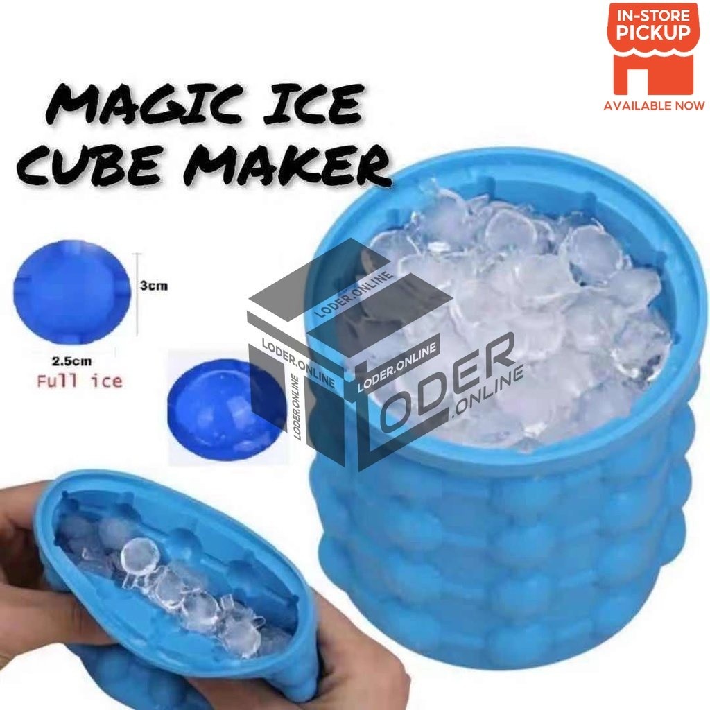 LODER Magic Ice Cube Maker Silicone Rubber Tray Molds Saving Ice Bucket Bekas Acuan Menyimpan Ais 简易制冰桶