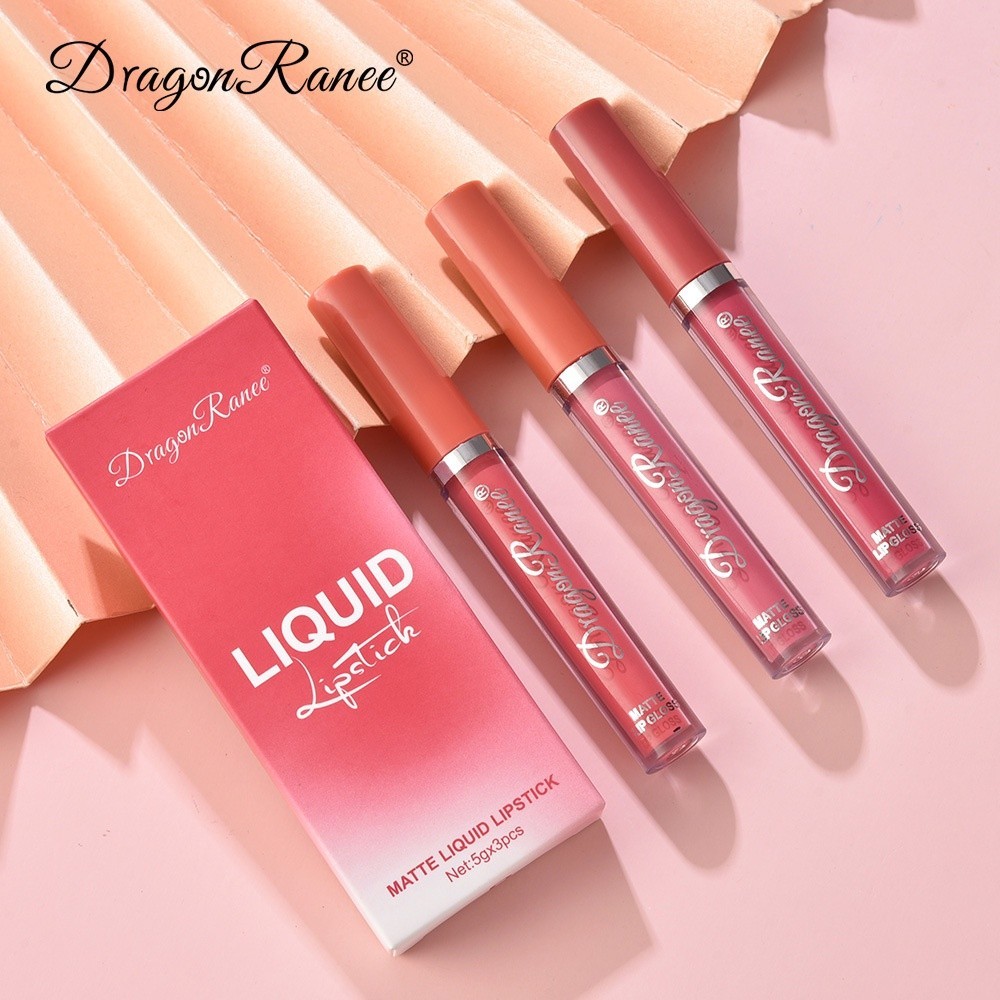 Nicer Dragon Ranee Velvet Matte Lip Collection 3Pack, Orange Tea and Mocha Shades for a Luxurious Look