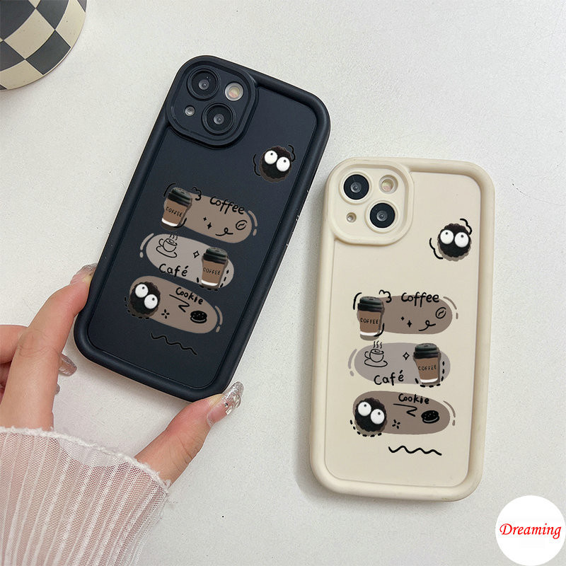 Case for Realme C67 C65 C63 C55 C53 C51 C35 C33 C30 C25 C21 C20 C17 C15 C12 C11 C2 12 10 8 7 6 5 Narzo 50A 30A 20 Pro Anti-fall Angel Eye Design Motif Cartoon Coffee Doodle