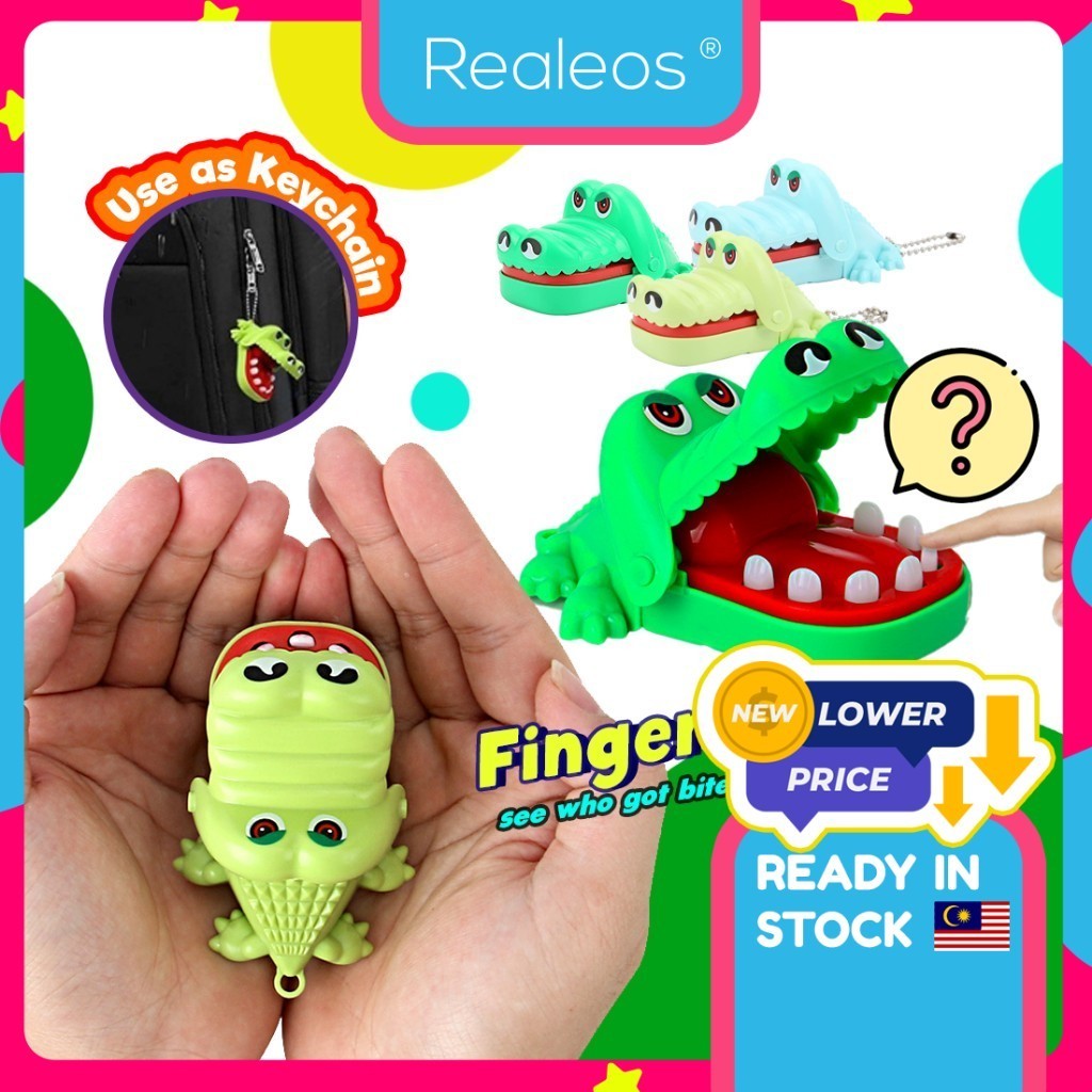 Realeos S-XL Crocodile Biting Jaw Finger Game Funny Toy Tooth Kids Toys Mainan Buaya Family Keychain 鳄鱼咬手指玩具