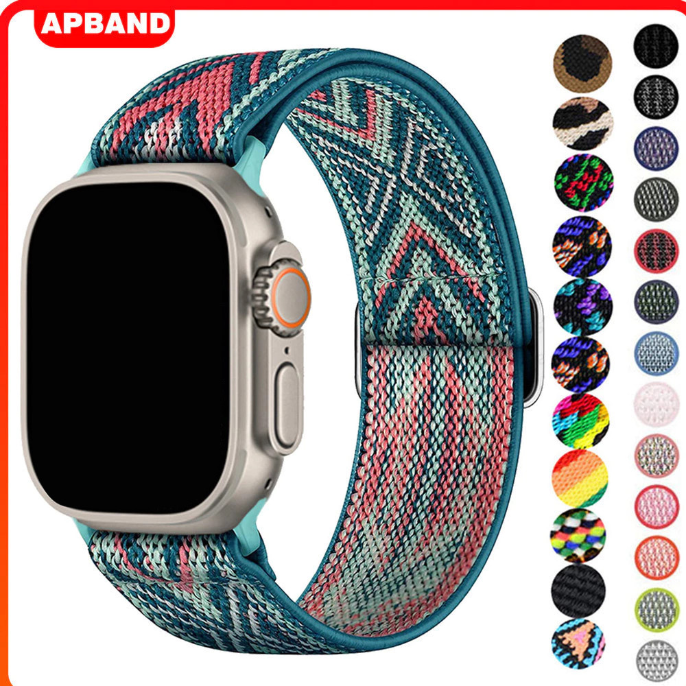 Nylon Sport Strap Elastic Band for Apple Watch Ultra 3 2 49mm Iwatch Series 11 10 9 8 7 6 SE 3 2 41 45 44 40 38 42 46mm