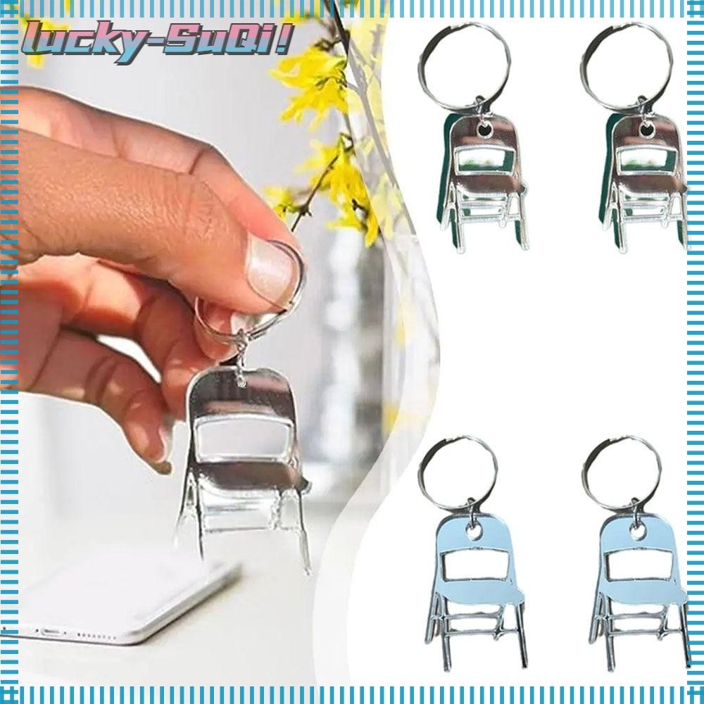 LUCKY-SUQI 1Pair Folding Chair Key Chain, Represents Unity Acrylic Alabama Brawl Chair Keychain, Keyring Chair Pendant Party Gift