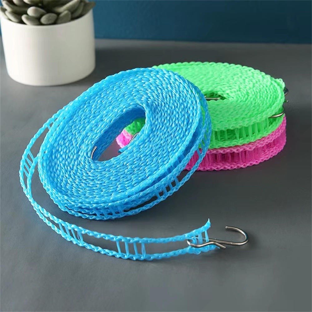 3/5/8/10M Outdoor Clothesline Nylon Non-Slip Laundry Rack Line Rope Travel Business Windproof Clothes Cord Camping Drying Clothes Hanger