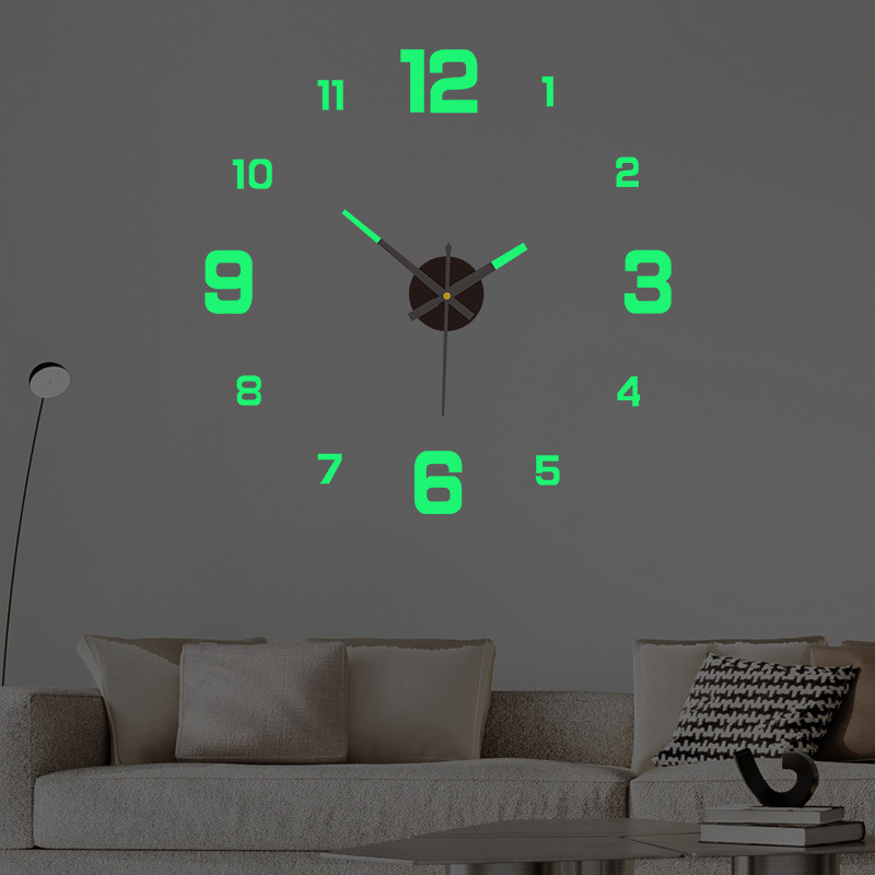 Creative digital luminous clock personalized home DIY wall clock no punching decorative wall sticker acrylic wall clock