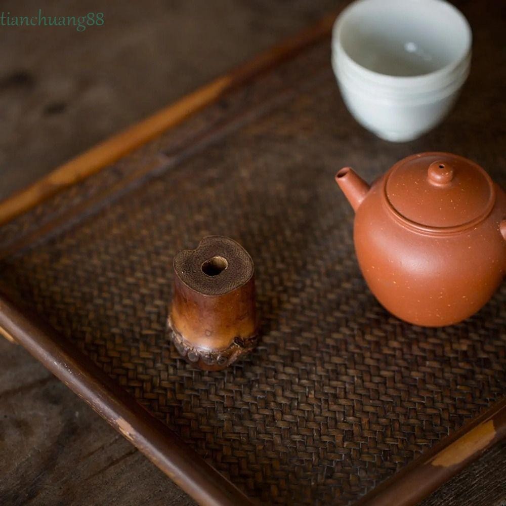 TIANCHUANG Teapot Lid Holder, Vintage Wooden Teakettle Lid Stand, Retro Decor Kungfu Bamboo Novel Teapot Cover Rack Teacup