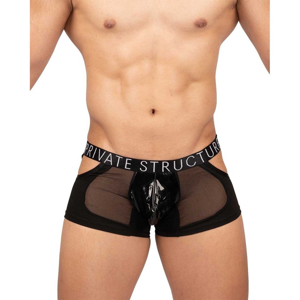 Private Structure Men Underwear Alpha Low Waist Mesh Back Jockstrap Trunk - Shades of Black [4420]