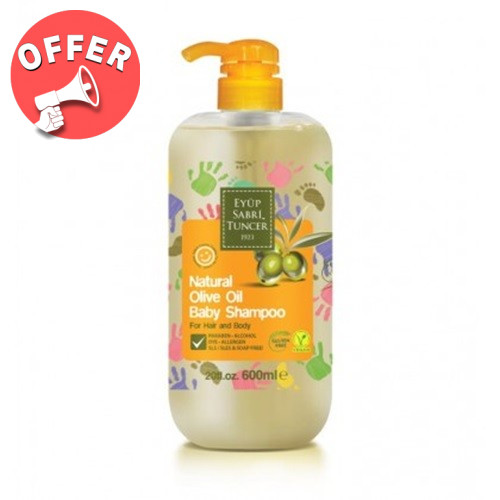 Eyup Sabri Tuncer Olive Baby Shampoo - Natural, 2 x 600ml (Hair and Body)